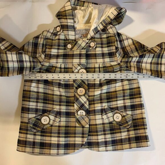 7 For All Mankind Women's‎ Plaid Cotton Hooded Button Up Swing Jacket Size S - Picture 9 of 11